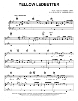 page one of Yellow Ledbetter (Piano, Vocal & Guitar Chords (Right-Hand Melody))