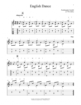 page one of English Dance (Solo Guitar)