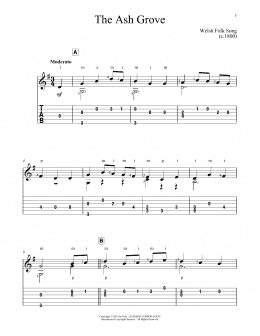 page one of The Ash Grove (Solo Guitar Tab)