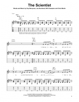 page one of The Scientist (Guitar Tab (Single Guitar))