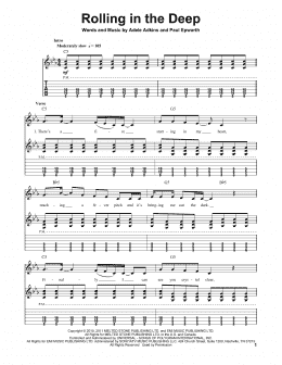 page one of Rolling In The Deep (Guitar Tab (Single Guitar))