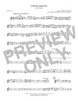 page one of Copacabana (At The Copa) (Tenor Sax Solo)