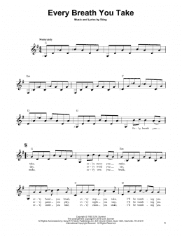 page one of Every Breath You Take (Easy Guitar)
