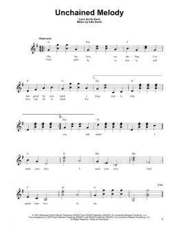 page one of Unchained Melody (Easy Guitar)