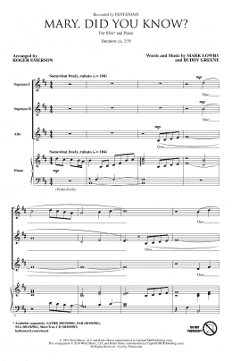 page one of Mary, Did You Know? (arr. Roger Emerson) (SSA Choir)