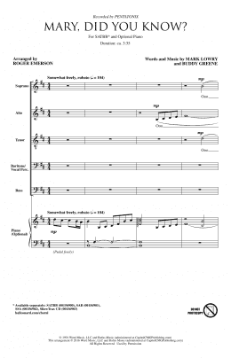 page one of Mary, Did You Know? (arr. Roger Emerson) (SATBB Choir)
