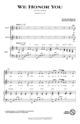 page one of We Honor You (2-Part Choir)