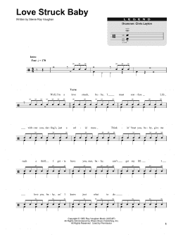 page one of Love Struck Baby (Drums Transcription)