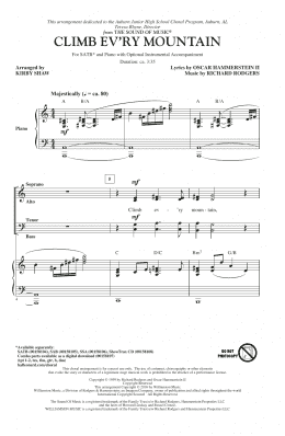 page one of Climb Ev'ry Mountain (from The Sound of Music) (arr. Kirby Shaw) (SATB Choir)