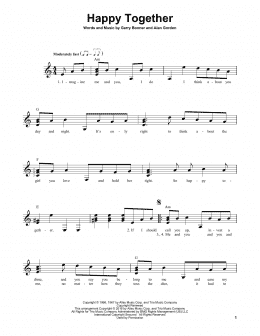 page one of Happy Together (Easy Guitar)