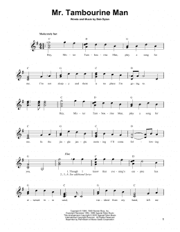 page one of Mr. Tambourine Man (Easy Guitar)