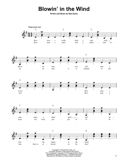 page one of Blowin' In The Wind (Easy Guitar)