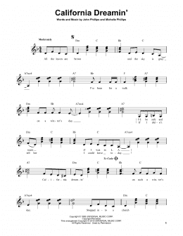 page one of California Dreamin' (Easy Guitar)