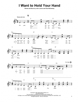page one of I Want To Hold Your Hand (Easy Guitar)