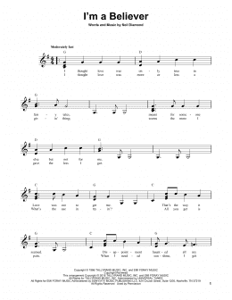 page one of I'm A Believer (Easy Guitar)