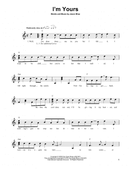 page one of I'm Yours (Easy Guitar)
