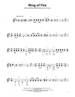 page one of Ring Of Fire (Easy Guitar)