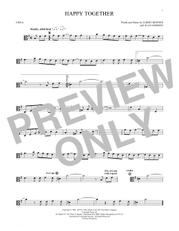 page one of Happy Together (Viola Solo)