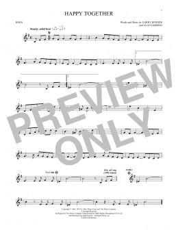 page one of Happy Together (French Horn Solo)