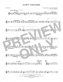 page one of Happy Together (Tenor Sax Solo)