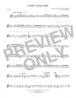 page one of Happy Together (Trumpet Solo)