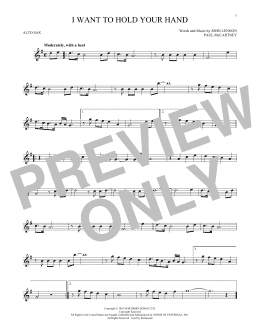 page one of I Want To Hold Your Hand (Alto Sax Solo)