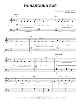 page one of Runaround Sue (Easy Piano)