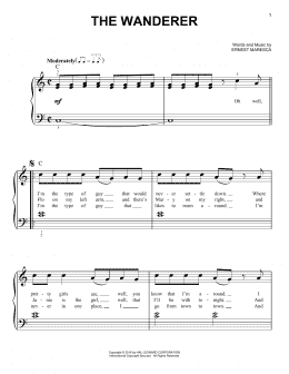 page one of The Wanderer (Easy Piano)