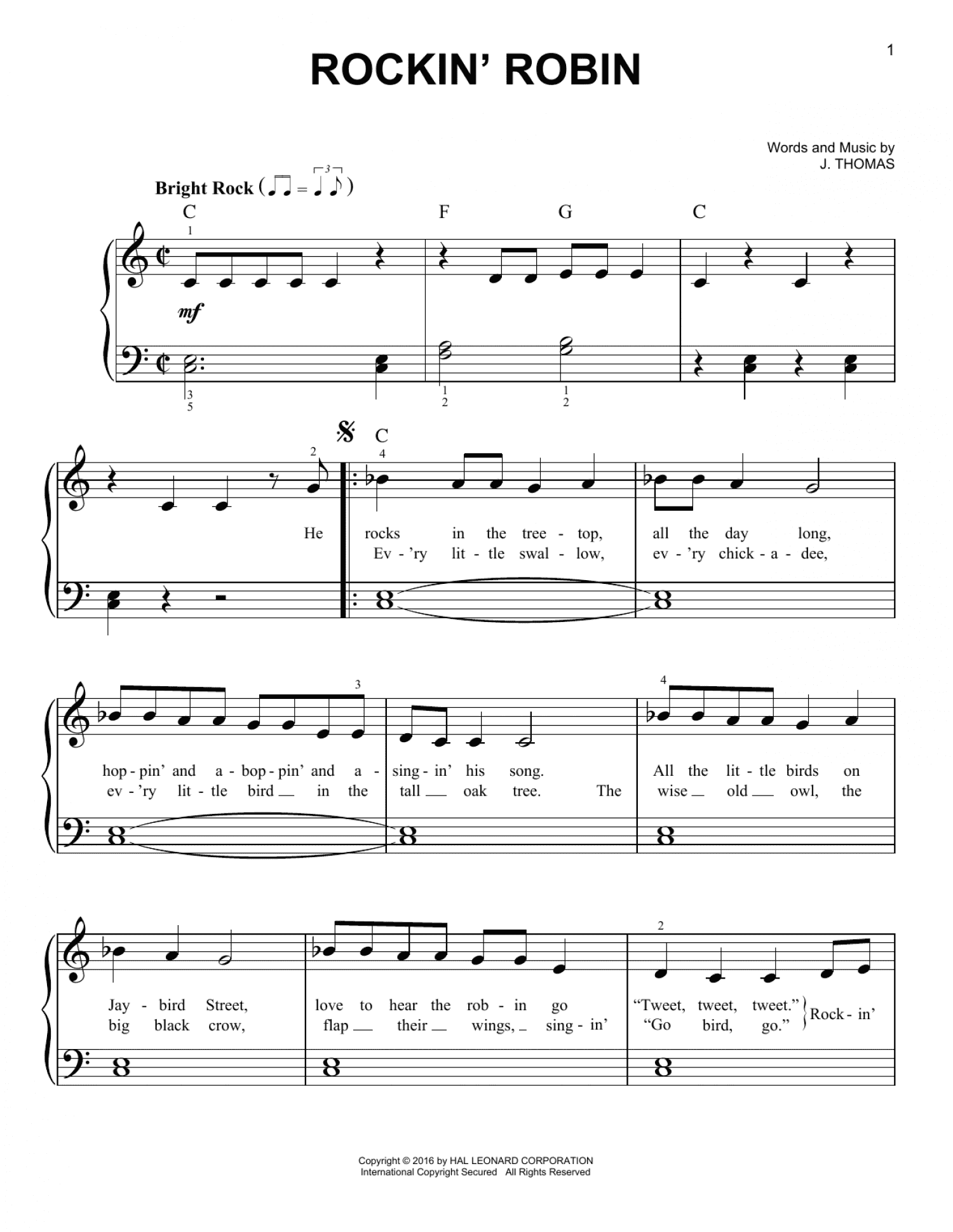 Rockin' Robin (Very Easy Piano)