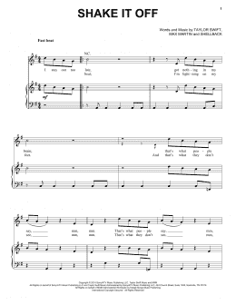 page one of Shake It Off (Piano, Vocal & Guitar Chords + Backing Track)