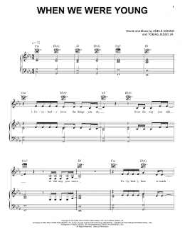 page one of When We Were Young (Piano, Vocal & Guitar Chords + Backing Track)