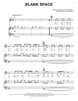 page one of Blank Space (Piano, Vocal & Guitar Chords + Backing Track)