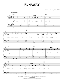 page one of Runaway (Easy Piano)