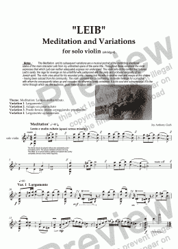 page one of LEIB: MEDITATION & VARIATIONS for VIOLIN SOLO