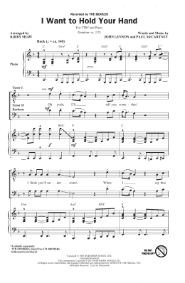 page one of I Want To Hold Your Hand (arr. Kirby Shaw) (TTB Choir)
