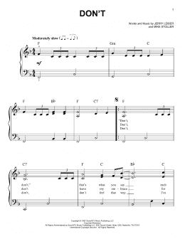 page one of Don't (Easy Piano)