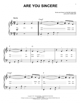 page one of Are You Sincere (Easy Piano)