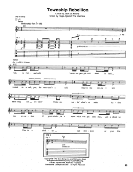 page one of Township Rebellion (Guitar Tab)