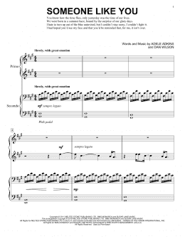 page one of Someone Like You (Piano Duet)