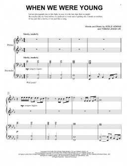 page one of When We Were Young (Piano Duet)