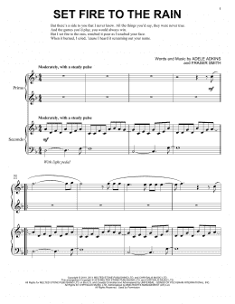 page one of Set Fire To The Rain (Piano Duet)