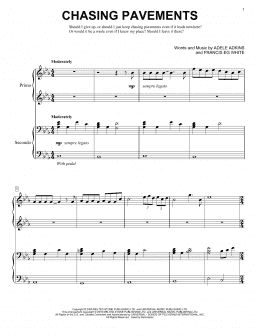 page one of Chasing Pavements (Piano Duet)
