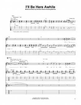 page one of I'll Be Here Awhile (Guitar Tab)