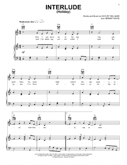 page one of Interlude (Holiday) (Piano, Vocal & Guitar Chords (Right-Hand Melody))