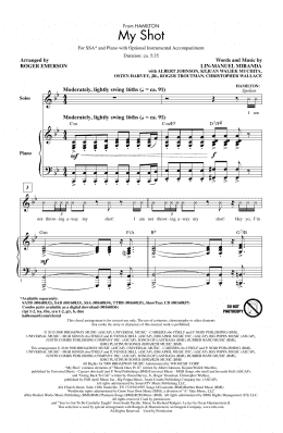 page one of My Shot (from Hamilton) (arr. Roger Emerson) (SSA Choir)