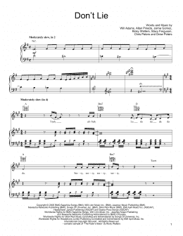 page one of Don't Lie (Piano, Vocal & Guitar Chords (Right-Hand Melody))