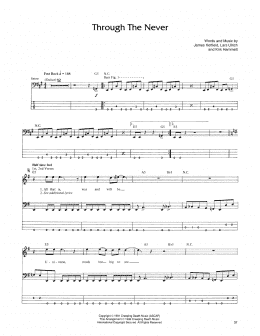 page one of Through The Never (Bass Guitar Tab)