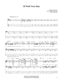 page one of Of Wolf And Man (Bass Guitar Tab)