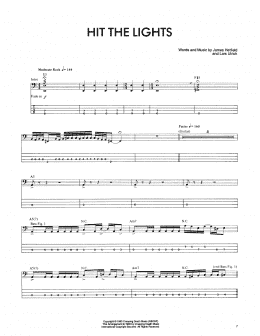 page one of Hit The Lights (Bass Guitar Tab)