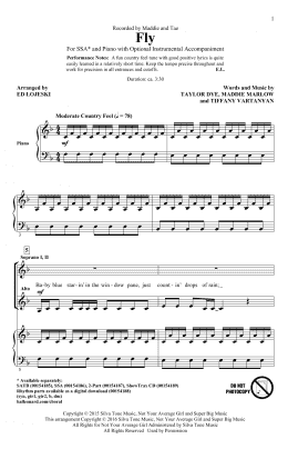page one of Fly (arr. Ed Lojeski) (SSA Choir)